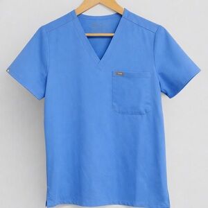 Figs Catarina One-Pocket Scrub Top Ceil Blue Size Small